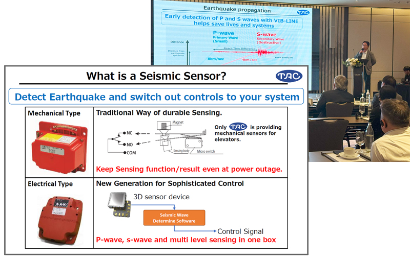 東洋オートメーション株式会社による地震時の二次災害を防止する機器（エレベーターの緊急停止、ガスバルブの閉栓）の説明