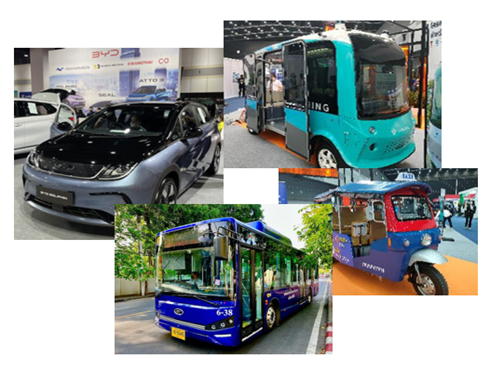 タイのEV車　一般自動車、バス、バイク