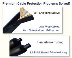 Product image, Just wrap cables. Zero noise-induced malfunction. 6:1 Shrink Ratio & Adhesive Linig.