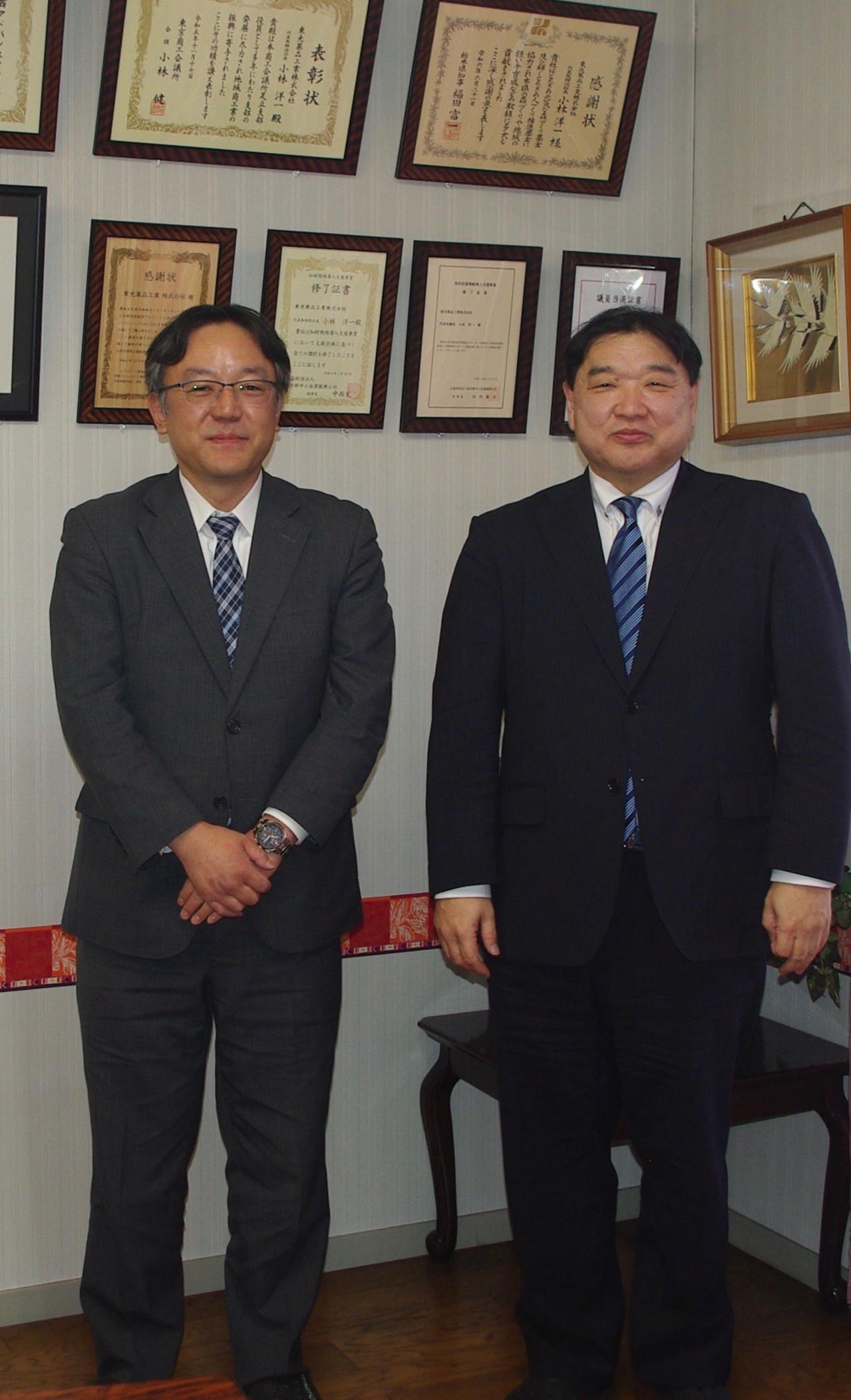 代表取締役社長:小林 洋一さん(右) 総務部 知的財産室 次長:中村 英樹さん(左)