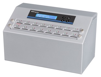 デュプリケータは、大量のデータを正確に簡単に高速コピーできる。画像はSDカードデュプリケータ・データ消去機。