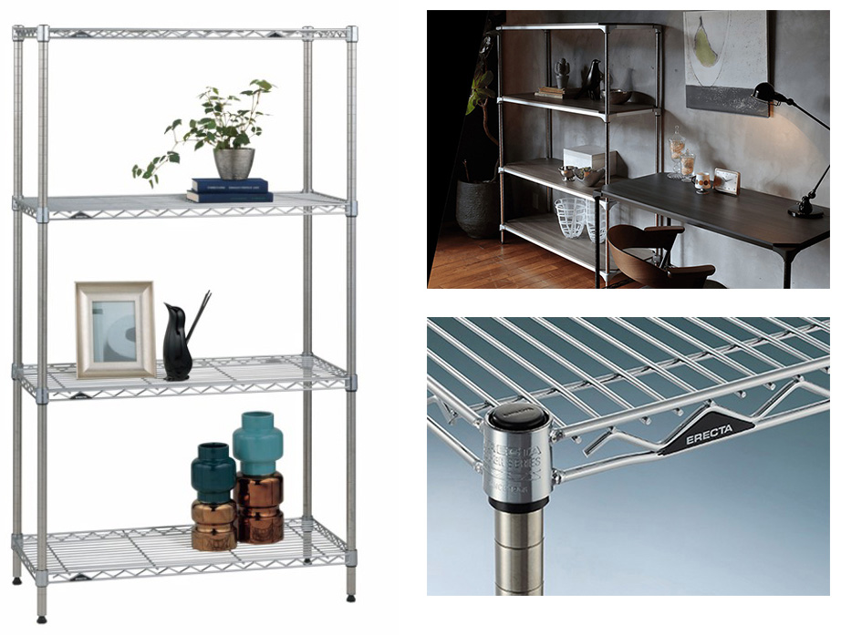 業務用から家庭用まで、さまざまなシーンを彩るエレクターのワイヤーシェルフ。