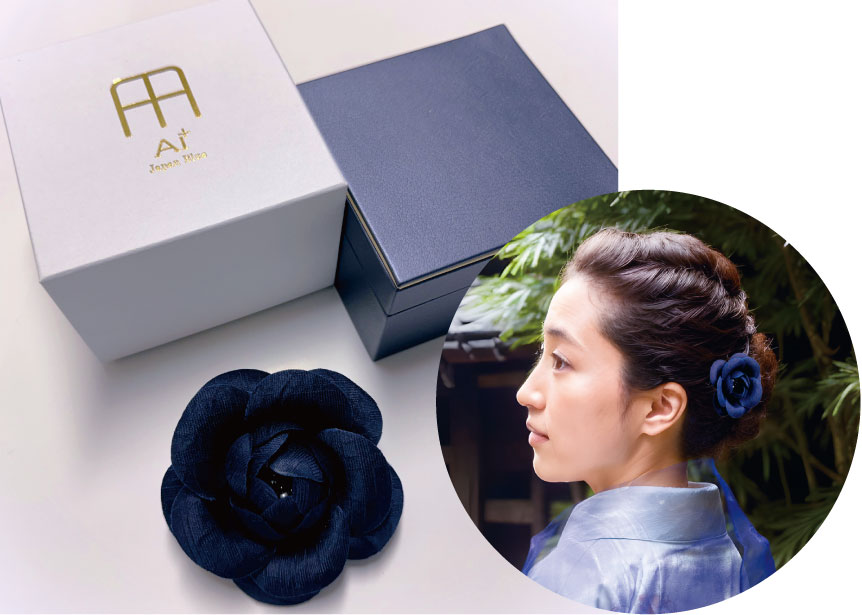 「天然灰汁醗酵建本藍染」Japan Blue コサージュ Grace