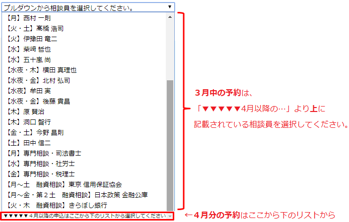 相談コマの選択